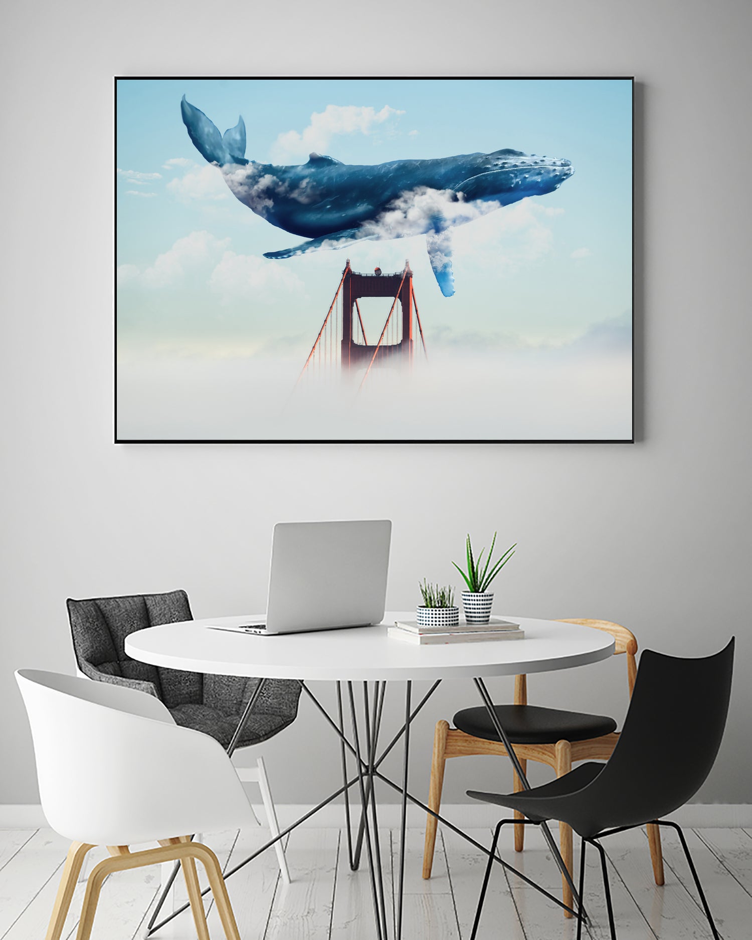 Whale Tails Golden Gate Bridge by David Loblaw on GIANT ART - blue photo manipulation