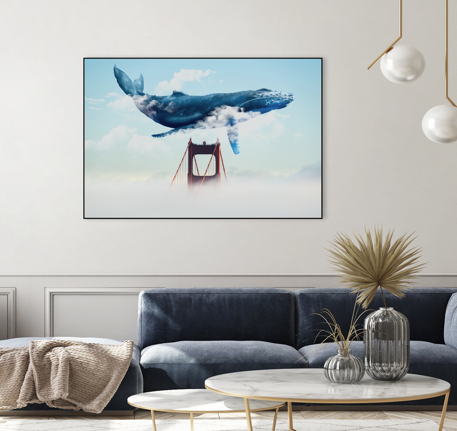 Whale Tails Golden Gate Bridge by David Loblaw on GIANT ART - blue photo manipulation