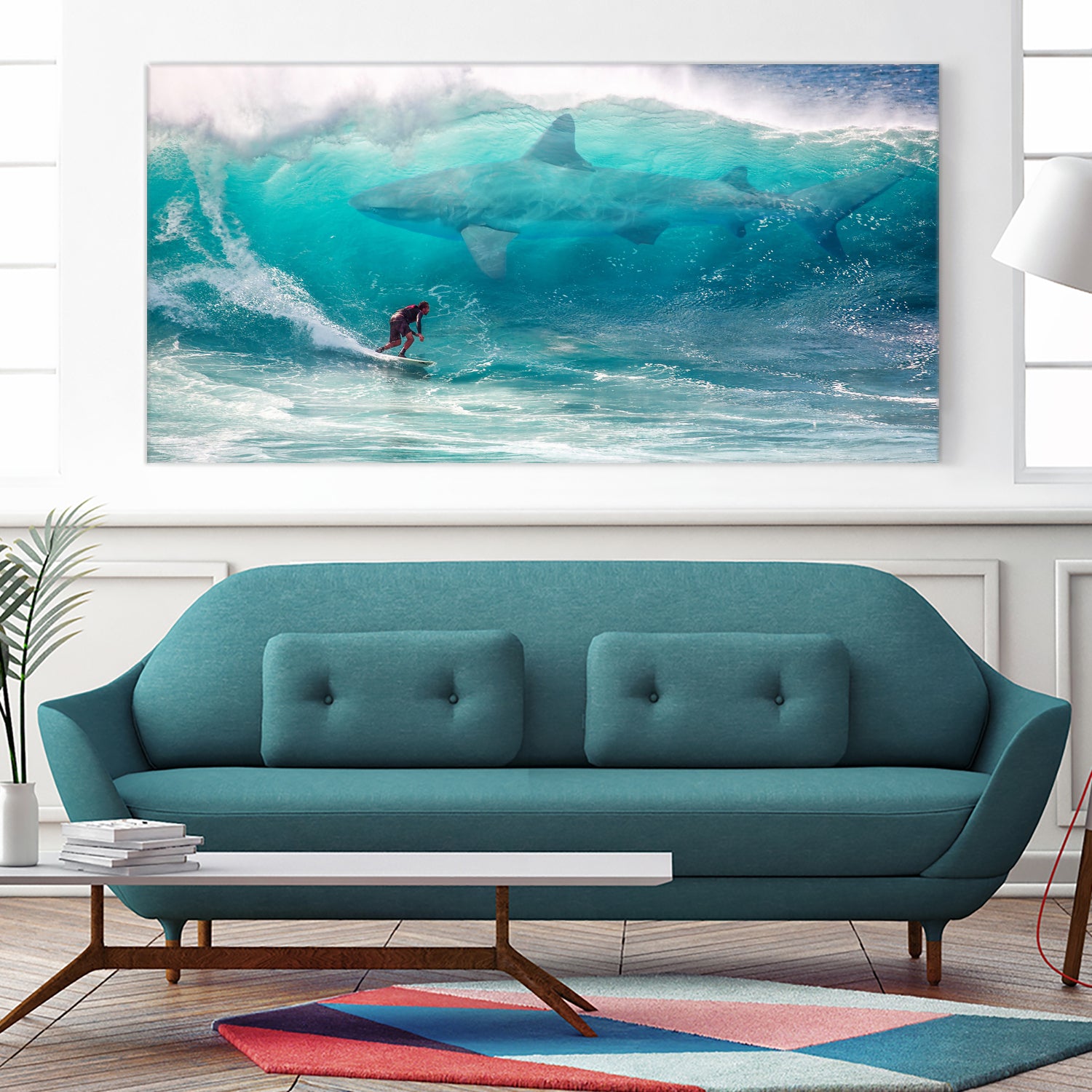 Surfing with Sharks by David Loblaw on GIANT ART - blue photo manipulation