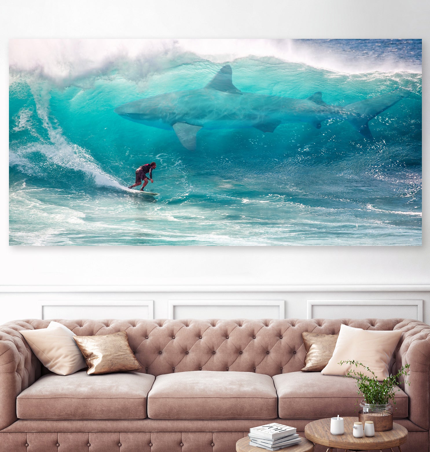 Surfing with Sharks by David Loblaw on GIANT ART - blue photo manipulation