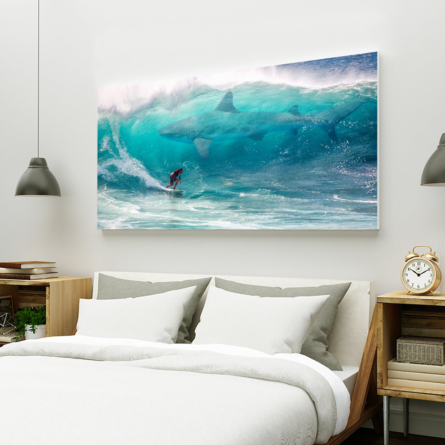 Surfing with Sharks by David Loblaw on GIANT ART - blue photo manipulation