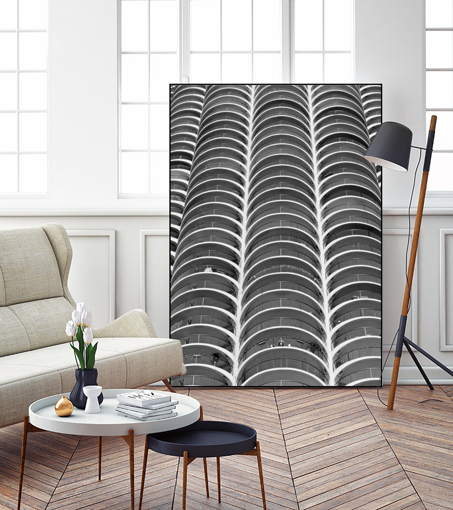 Layers - Marina Towers Chicago by Tara Vorhes on GIANT ART - black photo illustration