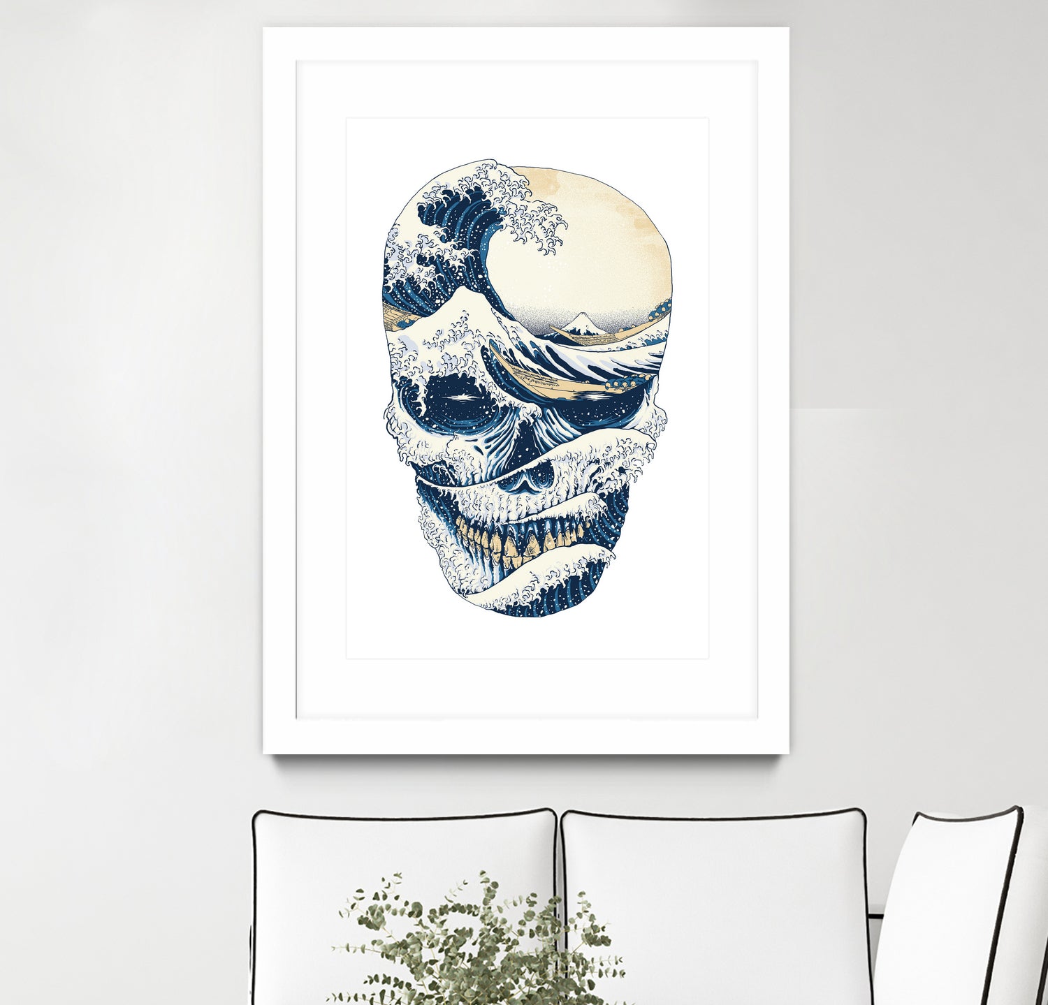 The Great Wave off Skull by Afif Quilimo on GIANT ART - white digital painting