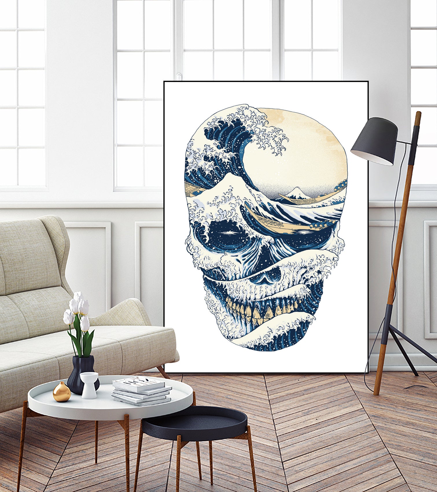 The Great Wave off Skull by Afif Quilimo on GIANT ART - white digital painting