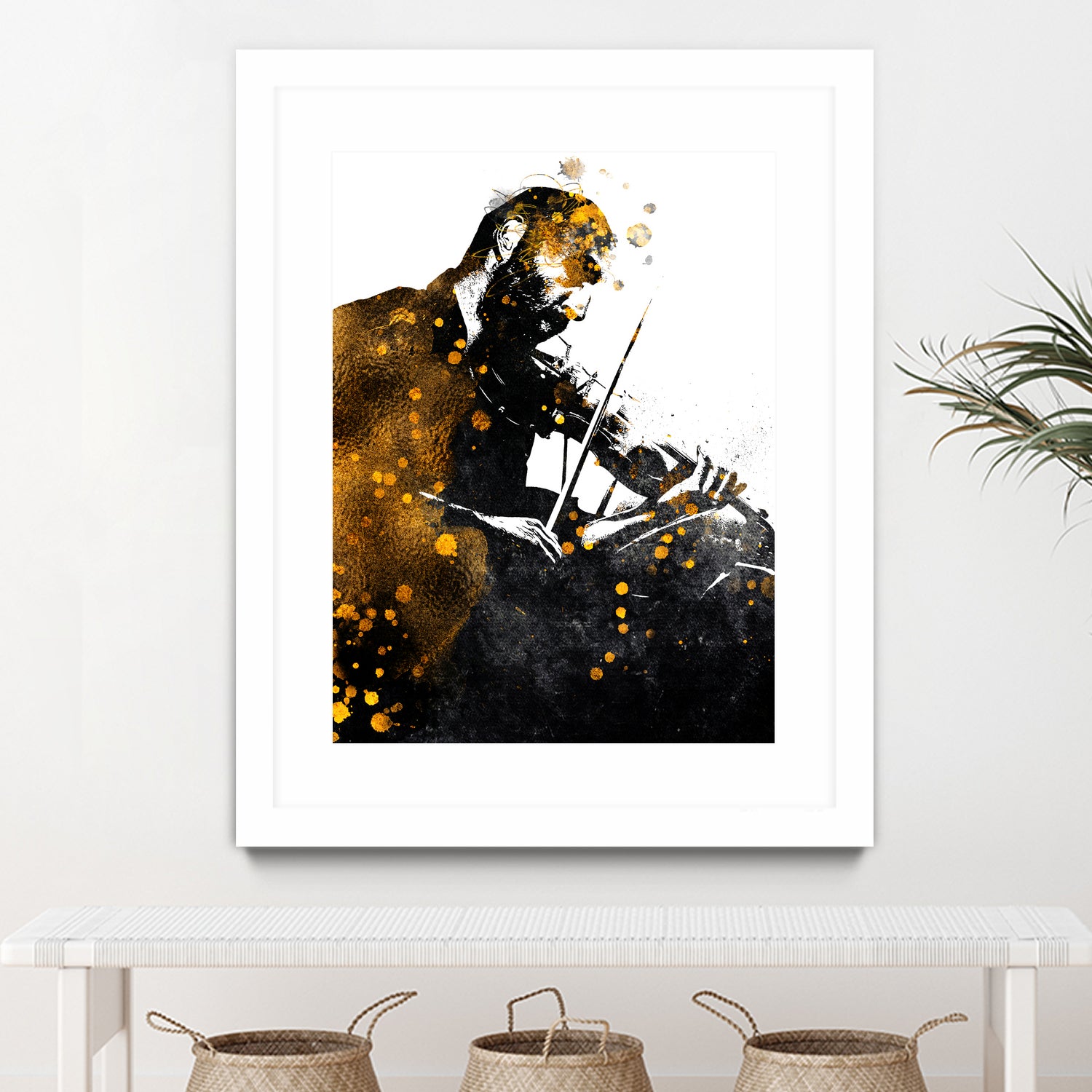 Violin music art gold and black #violin #music by Justyna Jaszke on GIANT ART - black digital painting