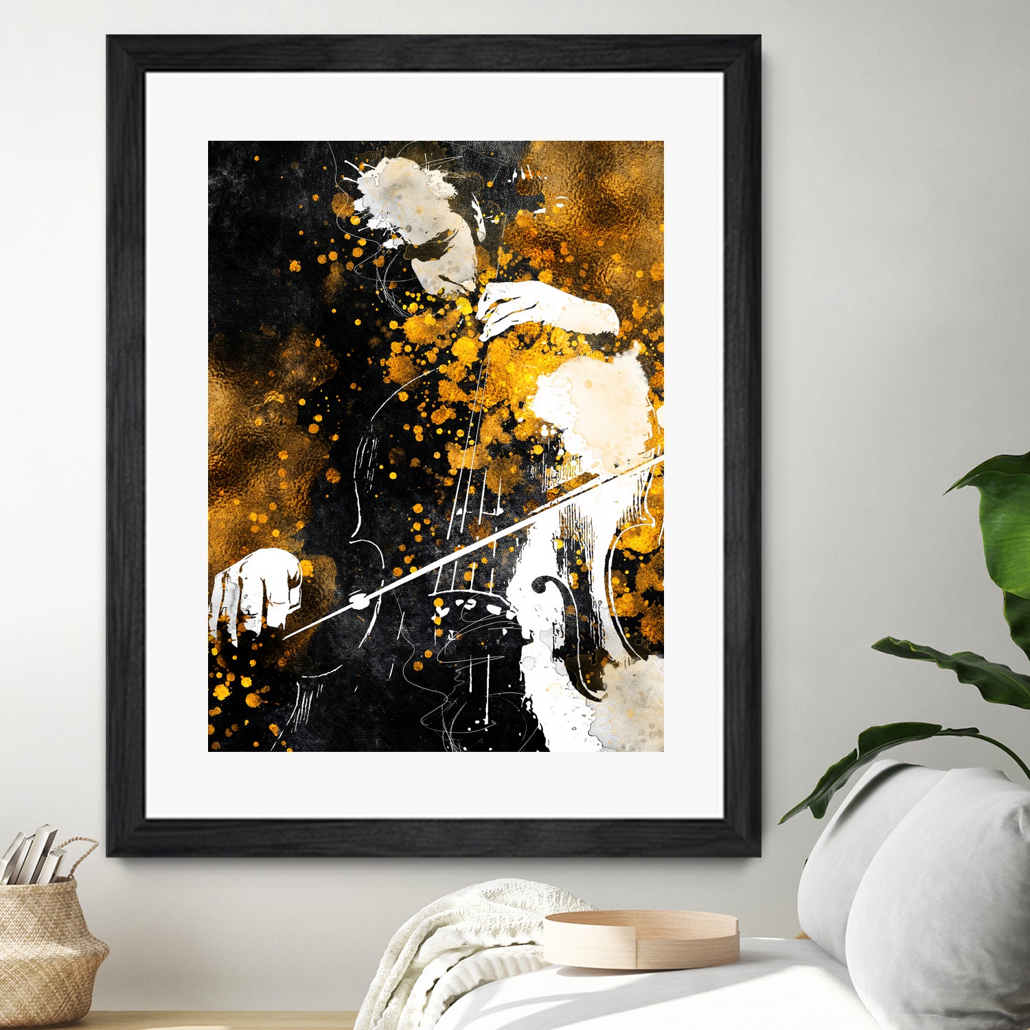 Violin music art gold and black #violin #music by Justyna Jaszke on GIANT ART - black digital painting