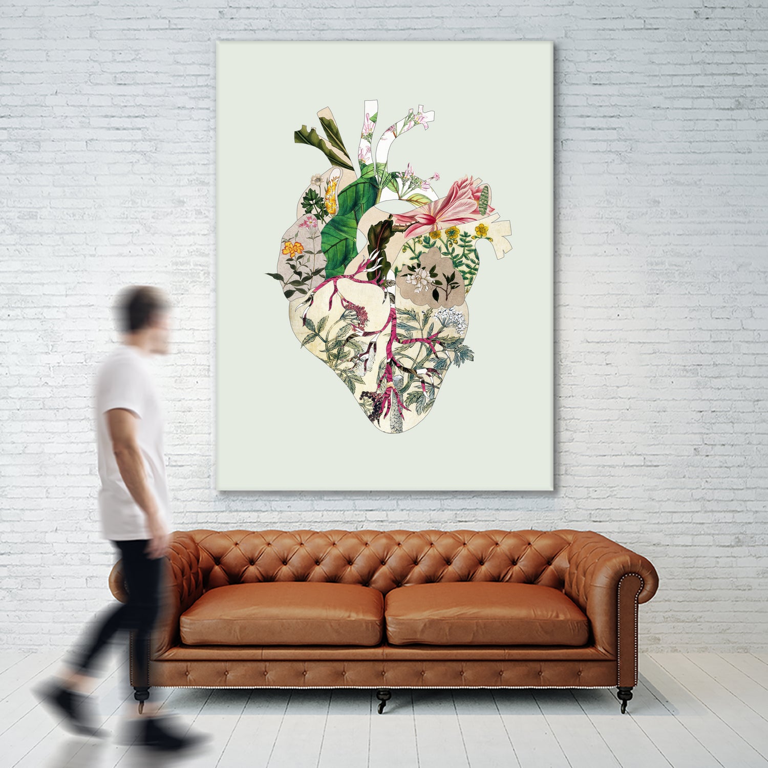 Vinatge Botanical Heart - Green by Bianca Green on GIANT ART - green digital drawing