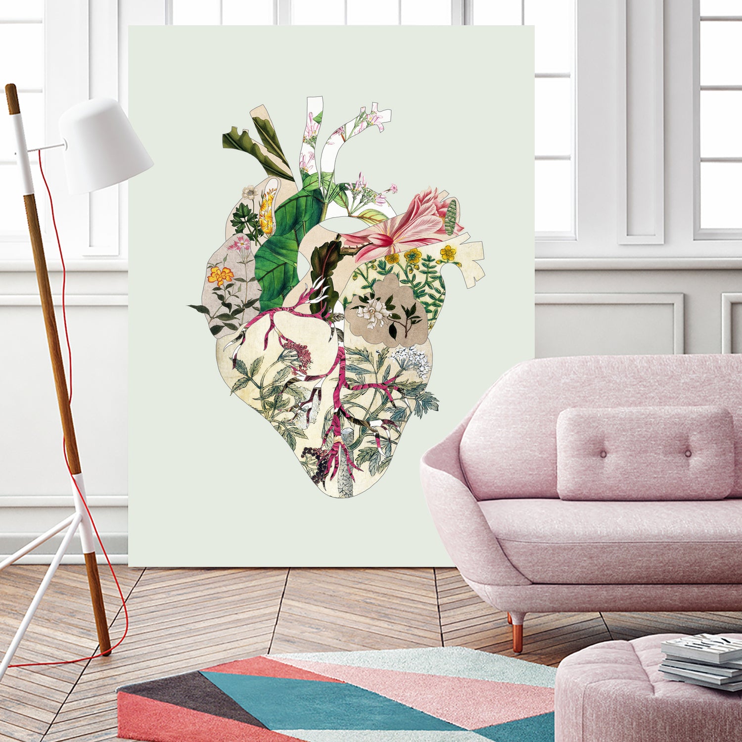 Vinatge Botanical Heart - Green by Bianca Green on GIANT ART - green digital drawing