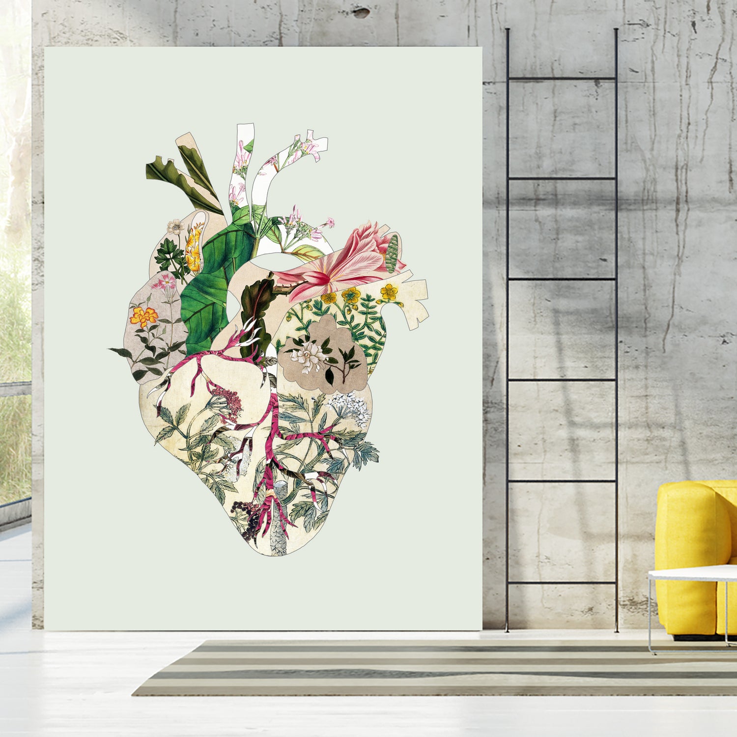 Vinatge Botanical Heart - Green by Bianca Green on GIANT ART - green digital drawing