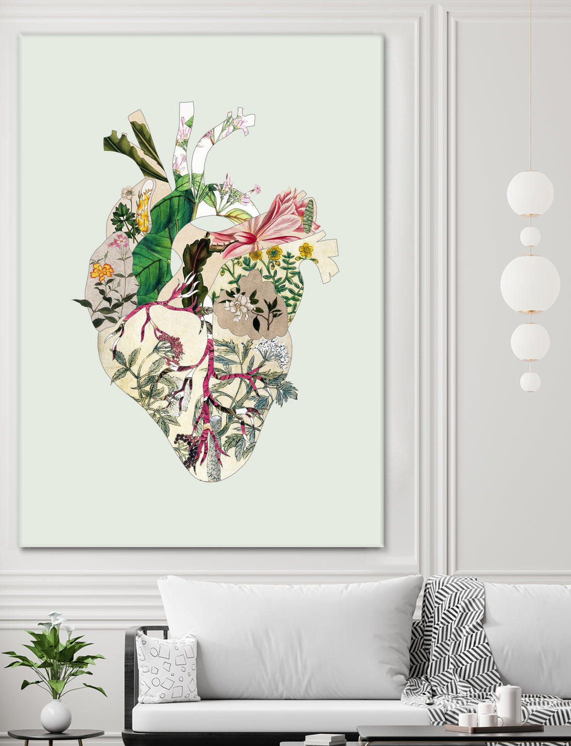 Vinatge Botanical Heart - Green by Bianca Green on GIANT ART - green digital drawing