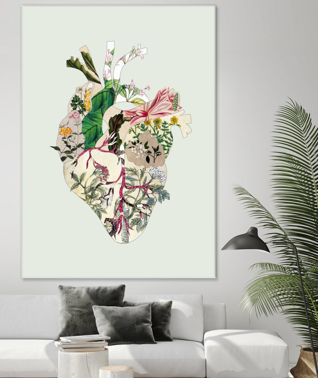 Vinatge Botanical Heart - Green by Bianca Green on GIANT ART - green digital drawing