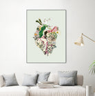 Vinatge Botanical Heart - Green by Bianca Green on GIANT ART - green digital drawing