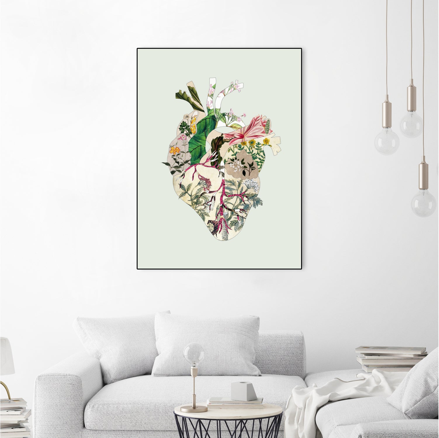 Vinatge Botanical Heart - Green by Bianca Green on GIANT ART - green digital drawing