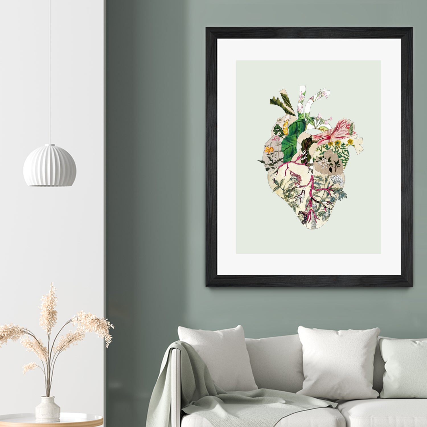 Vinatge Botanical Heart - Green by Bianca Green on GIANT ART - green digital drawing