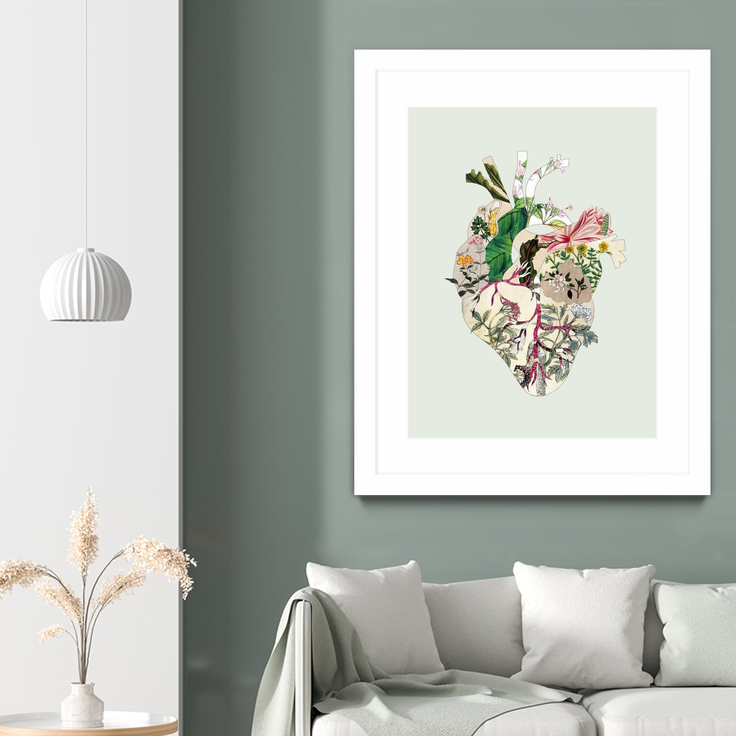 Vinatge Botanical Heart - Green by Bianca Green on GIANT ART - green digital drawing