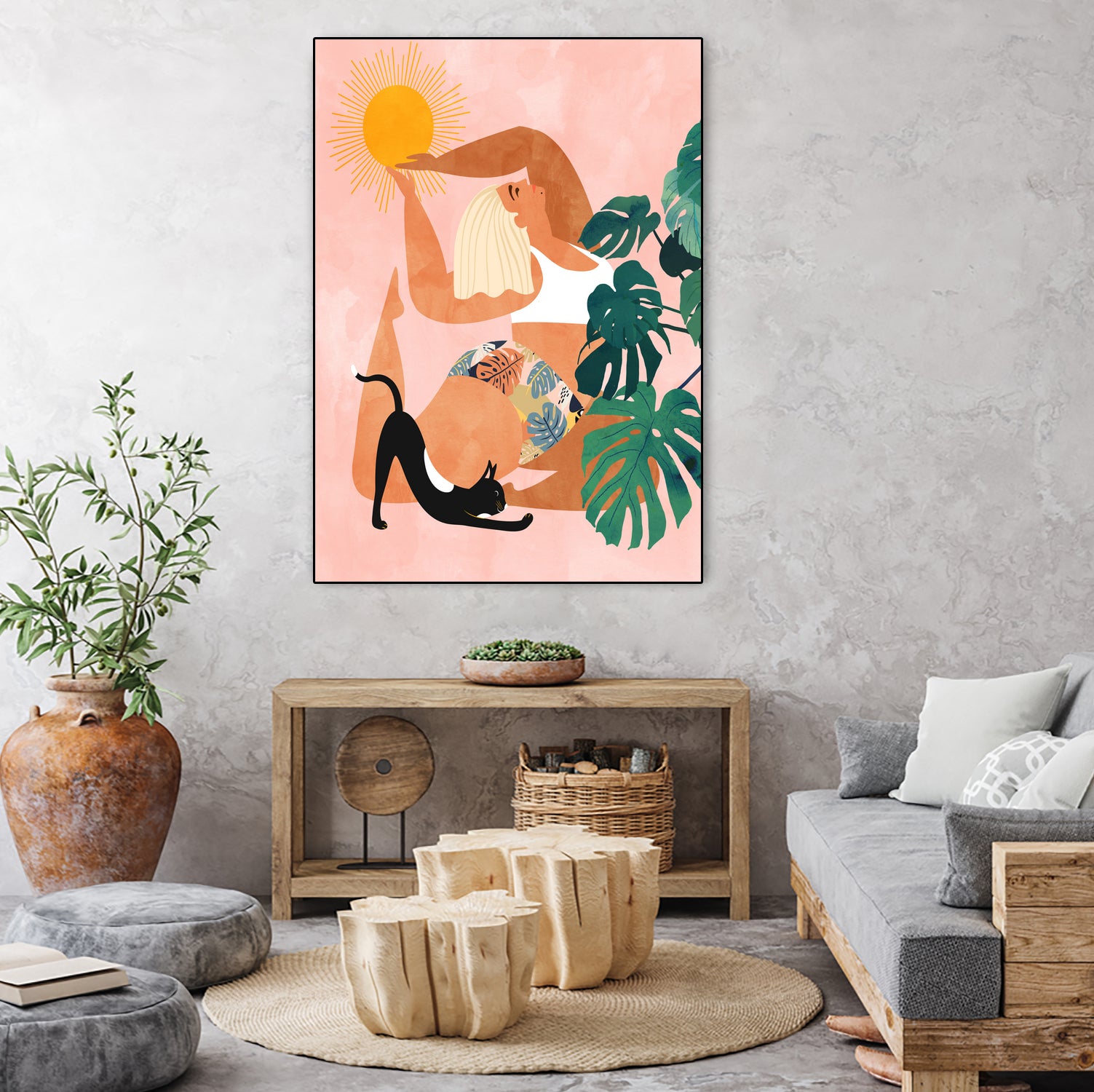 Tropical Yoga by Uma Gokhale on GIANT ART - orange digital painting