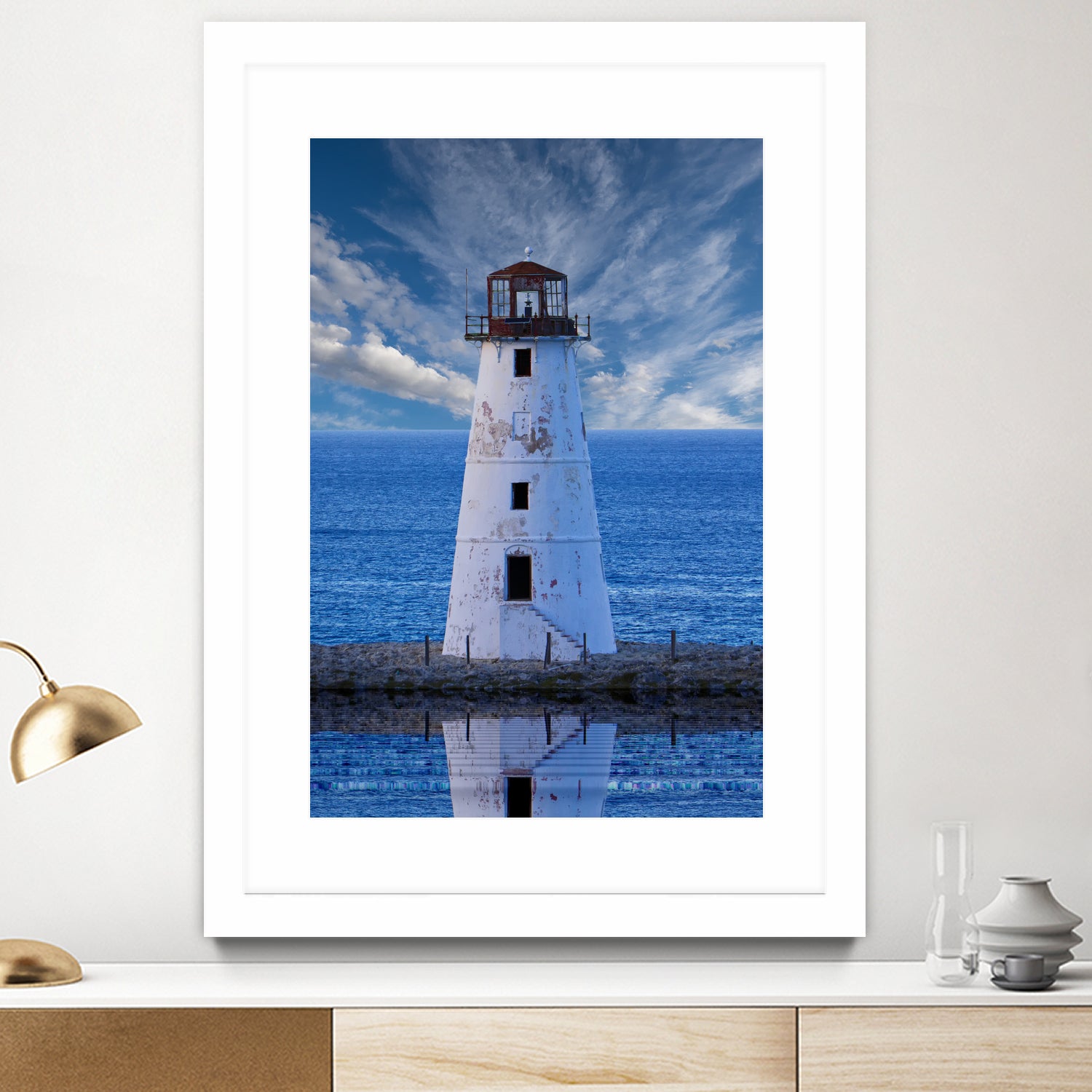 Lighthouse on Narrow Land by Darryl Brooks on GIANT ART - blue photo illustration