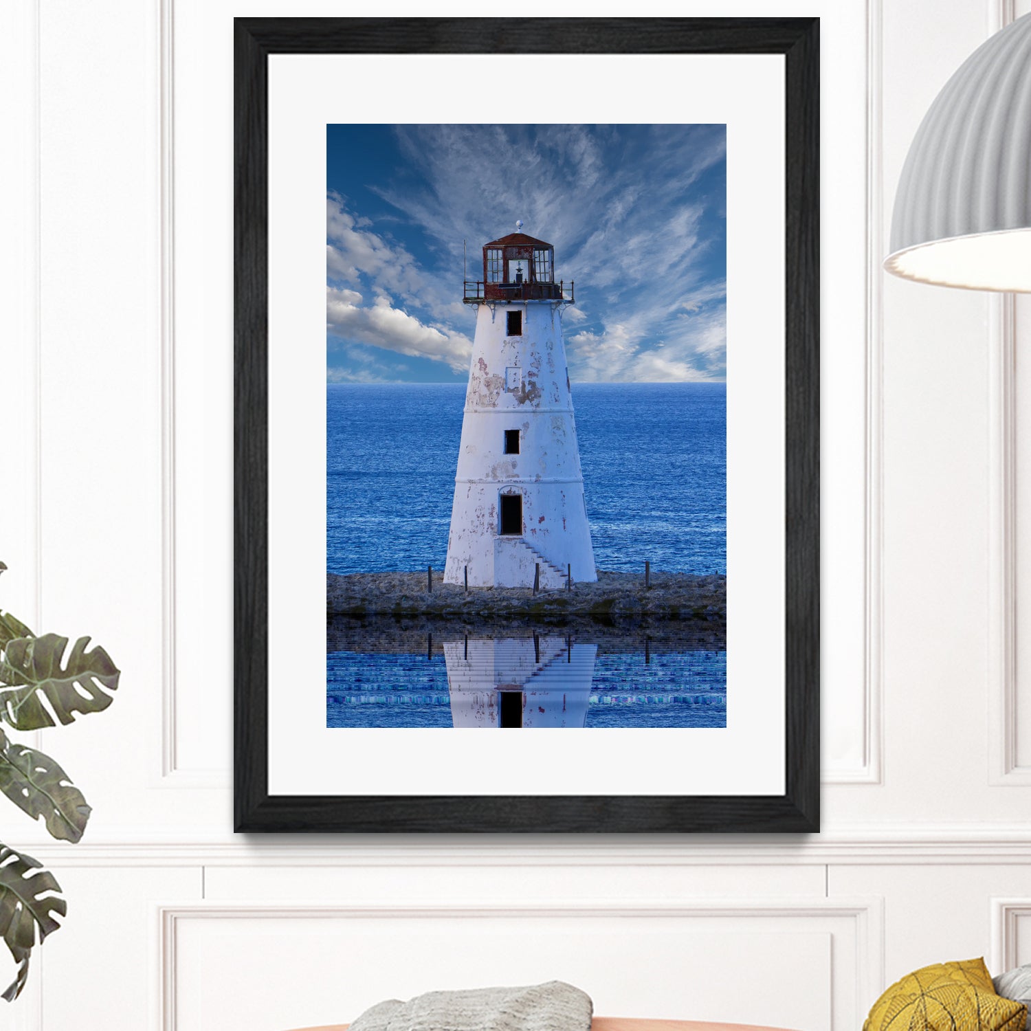 Lighthouse on Narrow Land by Darryl Brooks on GIANT ART - blue photo illustration