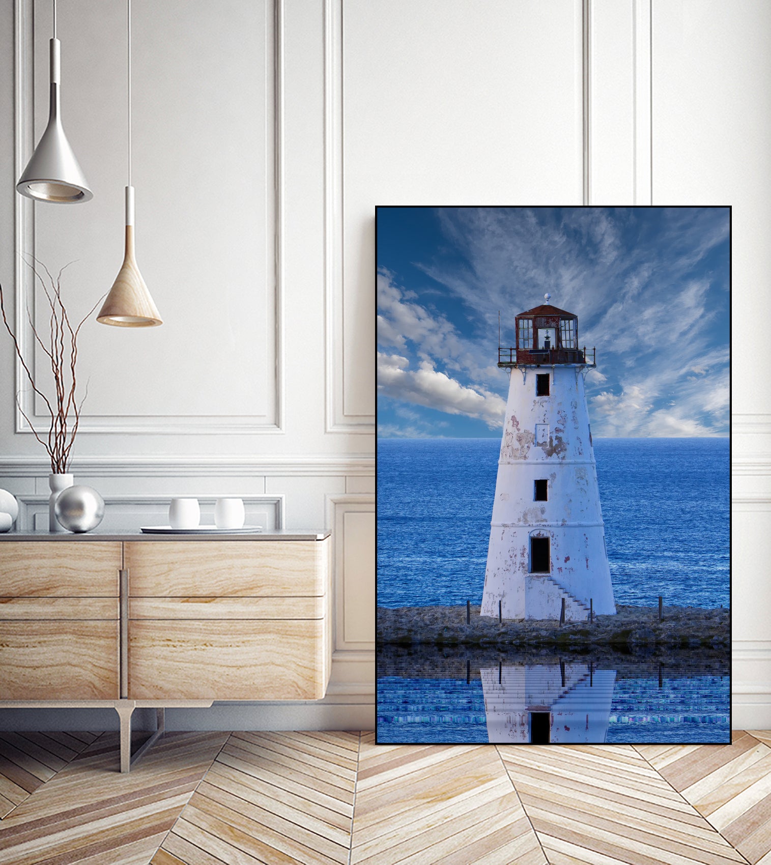 Lighthouse on Narrow Land by Darryl Brooks on GIANT ART - blue photo illustration