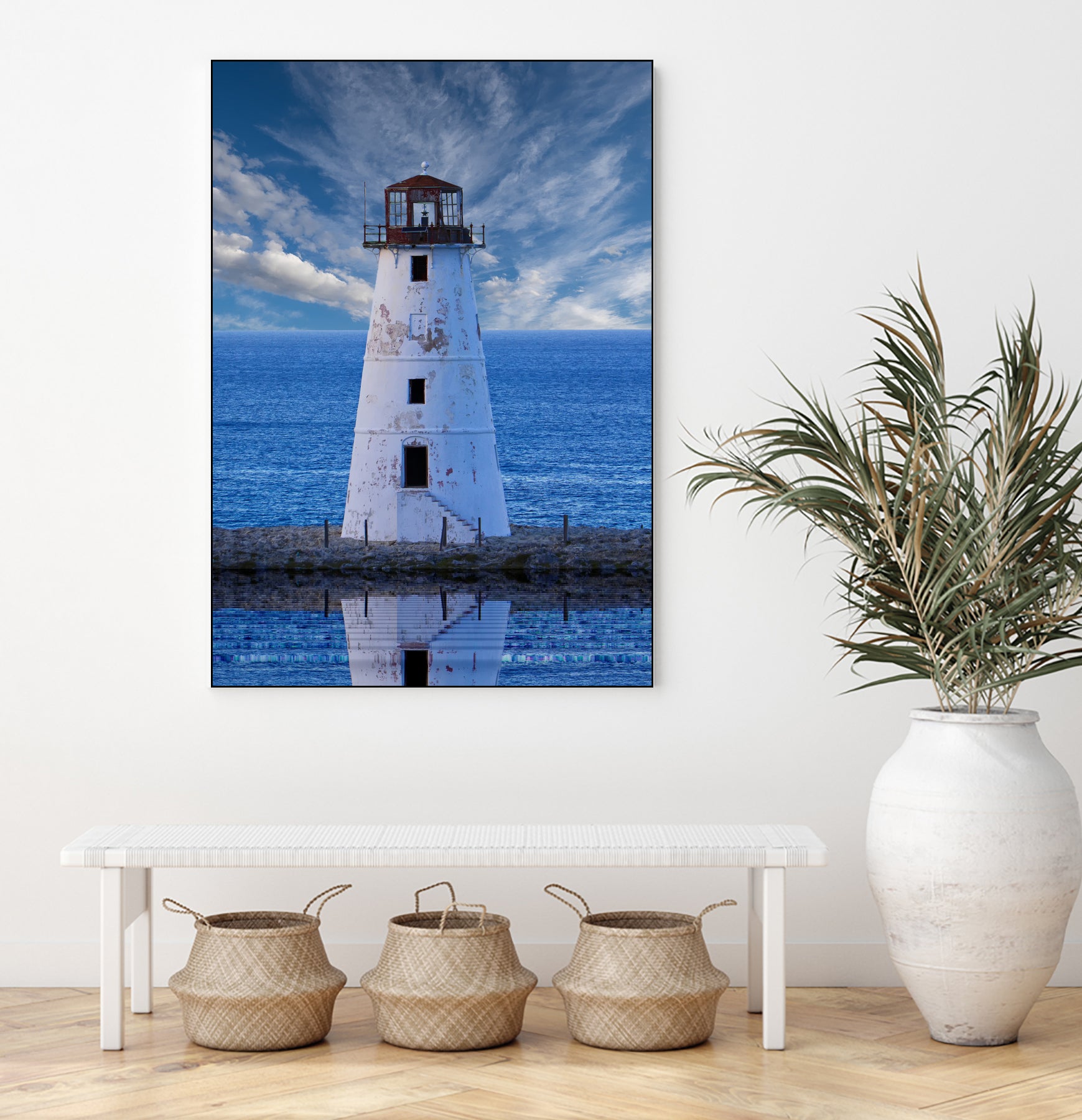 Lighthouse on Narrow Land by Darryl Brooks on GIANT ART - blue photo illustration