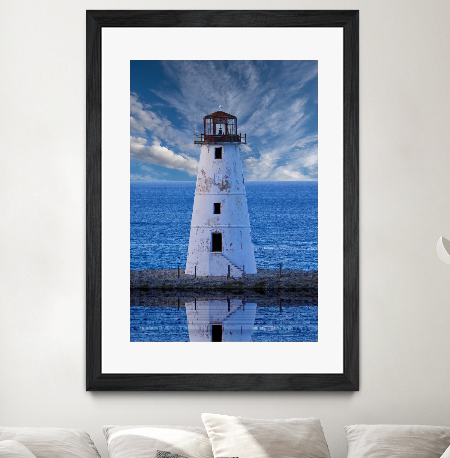 Lighthouse on Narrow Land by Darryl Brooks on GIANT ART - blue photo illustration