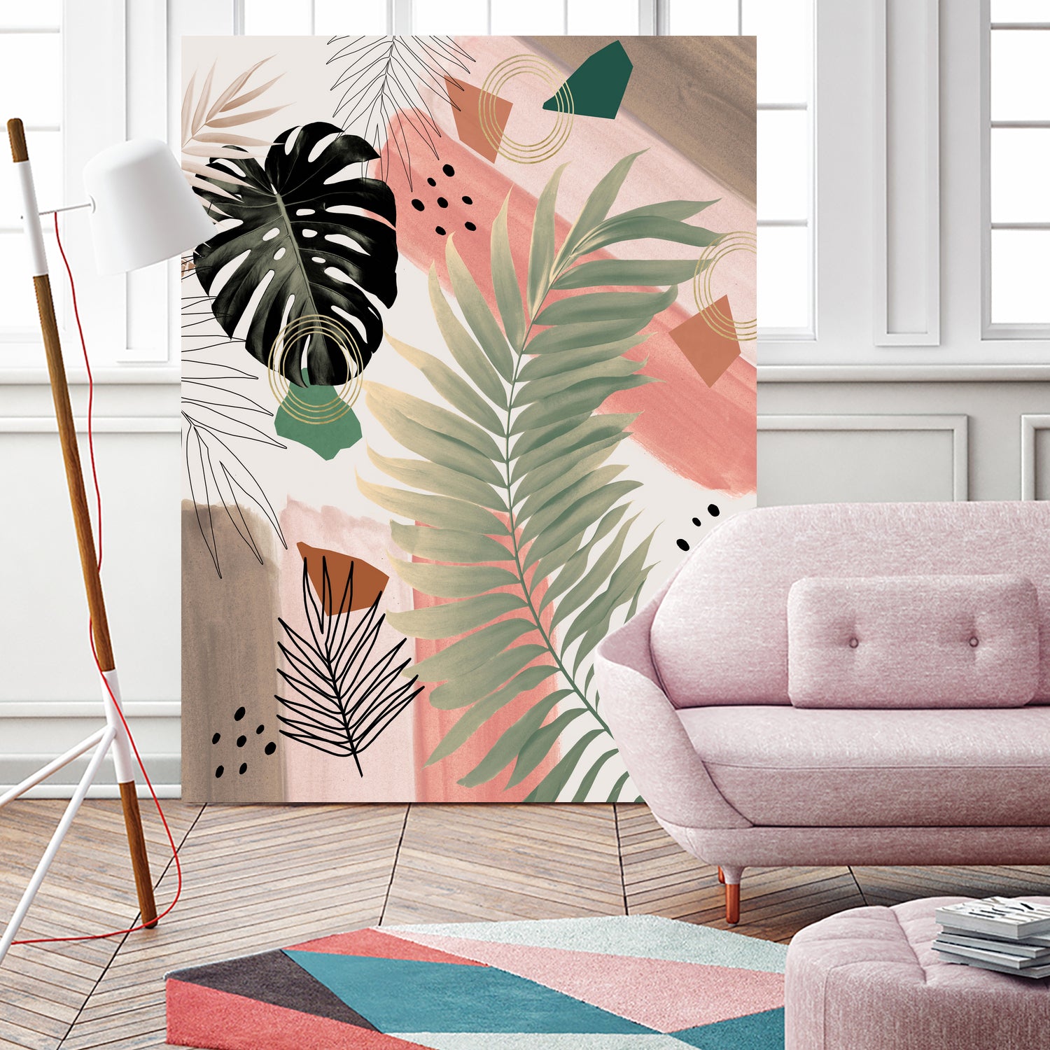 Palm Leaf Summer Glam #1 #tropical #decor #art by Anita & Bella Jantz on GIANT ART - pink digital drawing