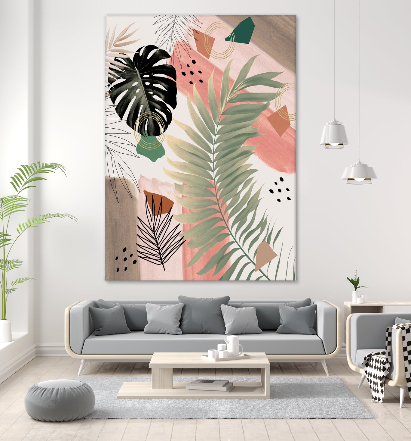 Palm Leaf Summer Glam #1 #tropical #decor #art by Anita & Bella Jantz on GIANT ART - pink digital drawing