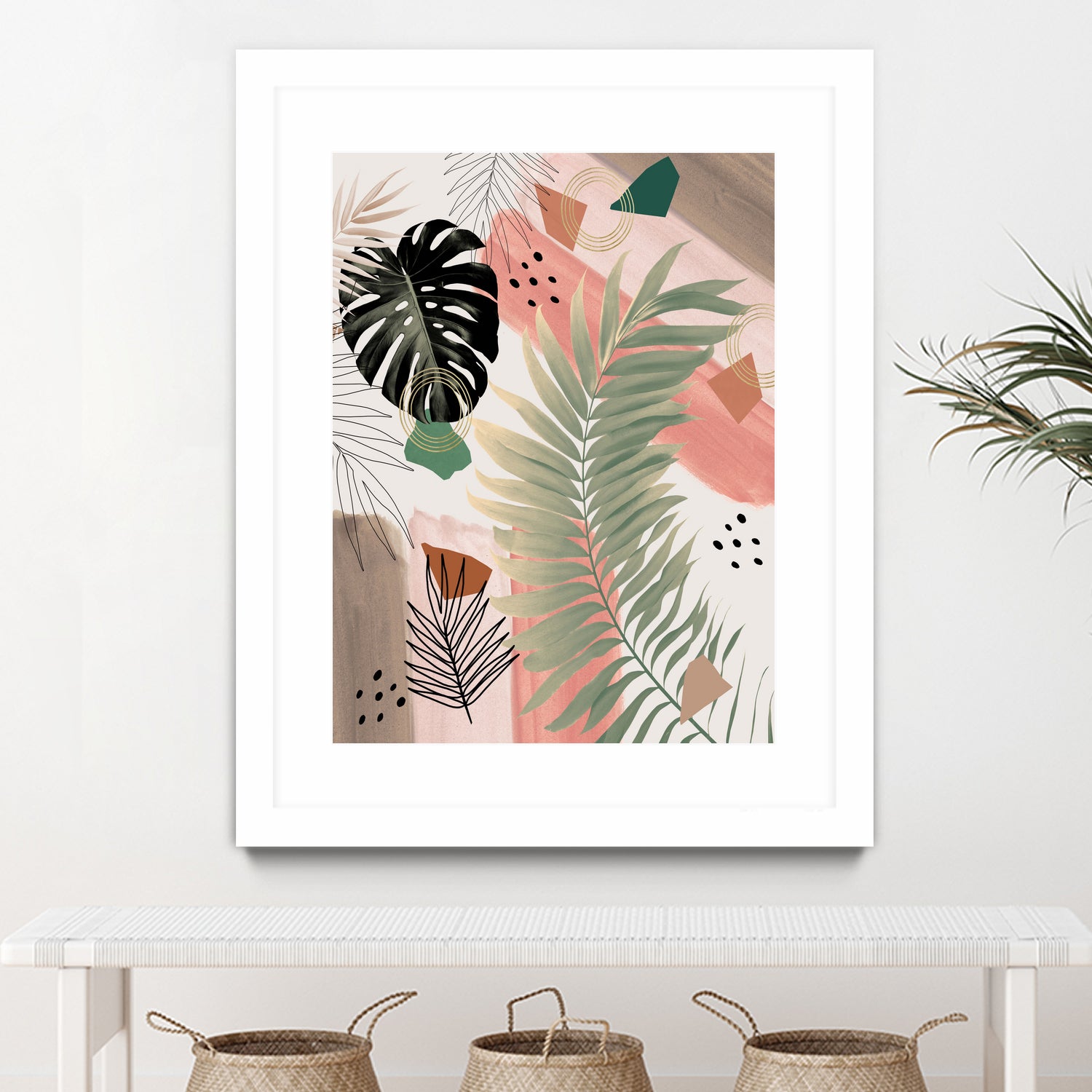 Palm Leaf Summer Glam #1 #tropical #decor #art by Anita & Bella Jantz on GIANT ART - pink digital drawing