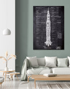 Rocket blueprints by map collection on GIANT ART - black mixed media