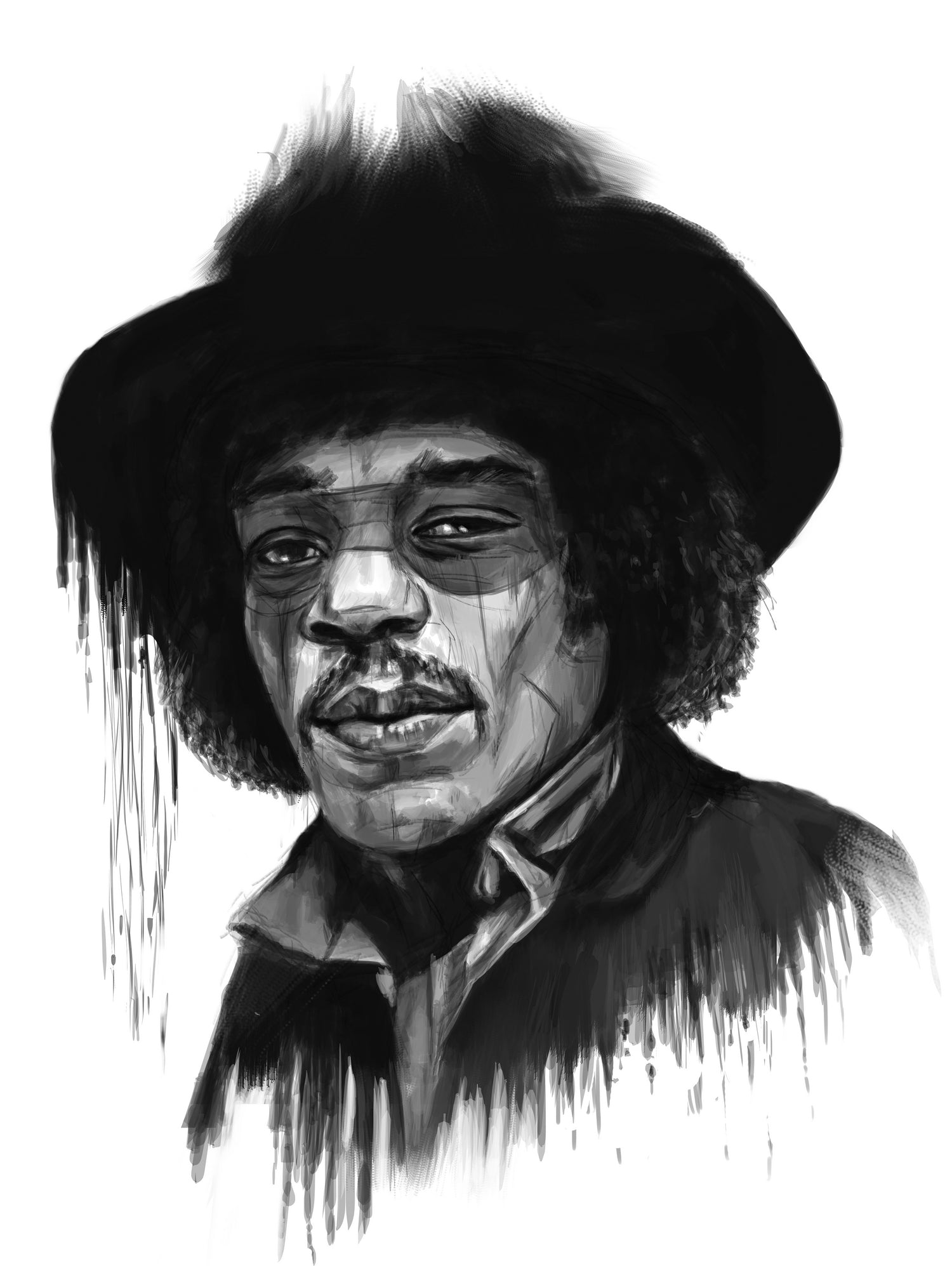 Hendrix by Solti Balázs on GIANT ART - white digital painting