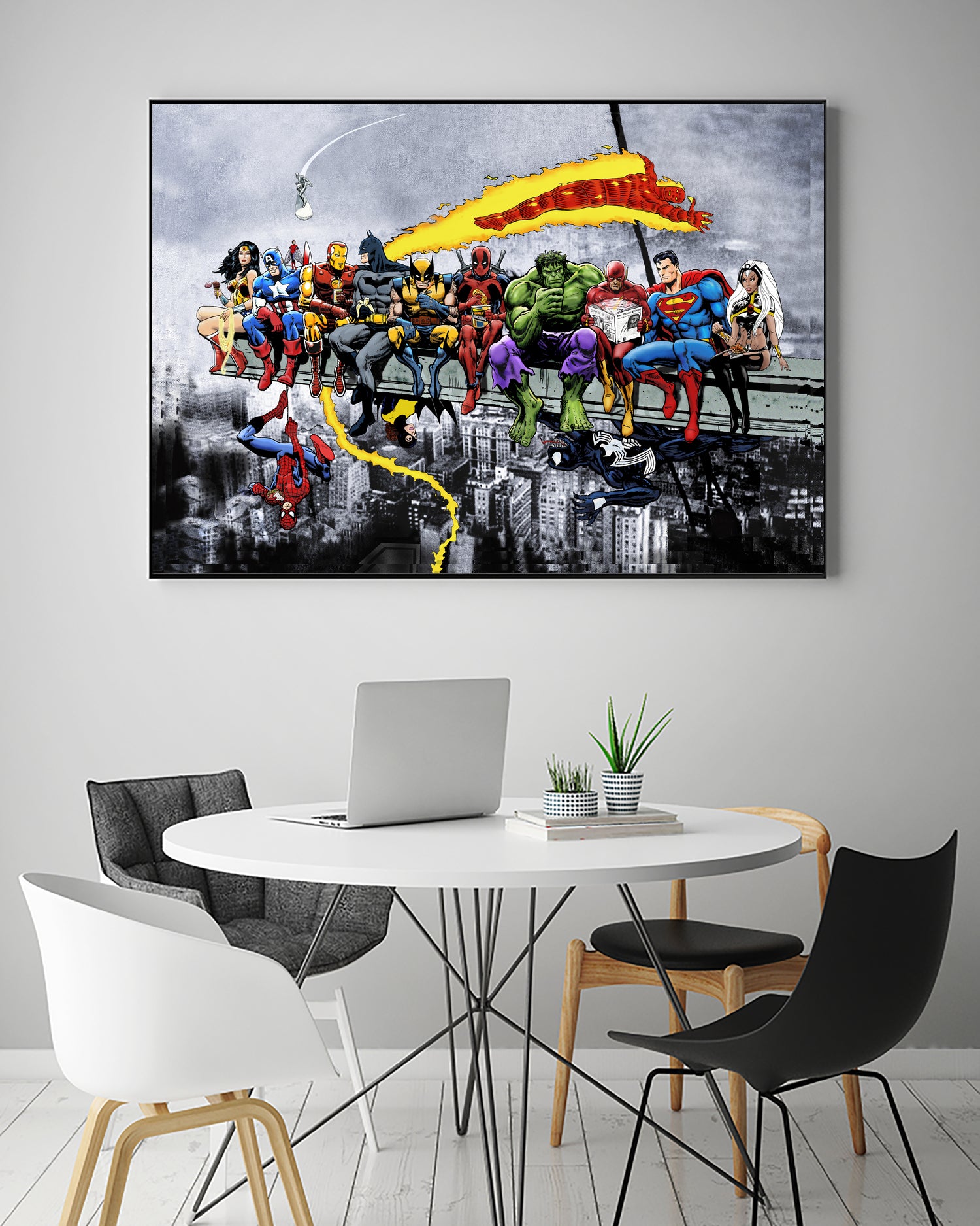 More Marvel & DC Superheroes Lunch Atop A Skyscraper by Dan Avenell on GIANT ART - gray digital painting