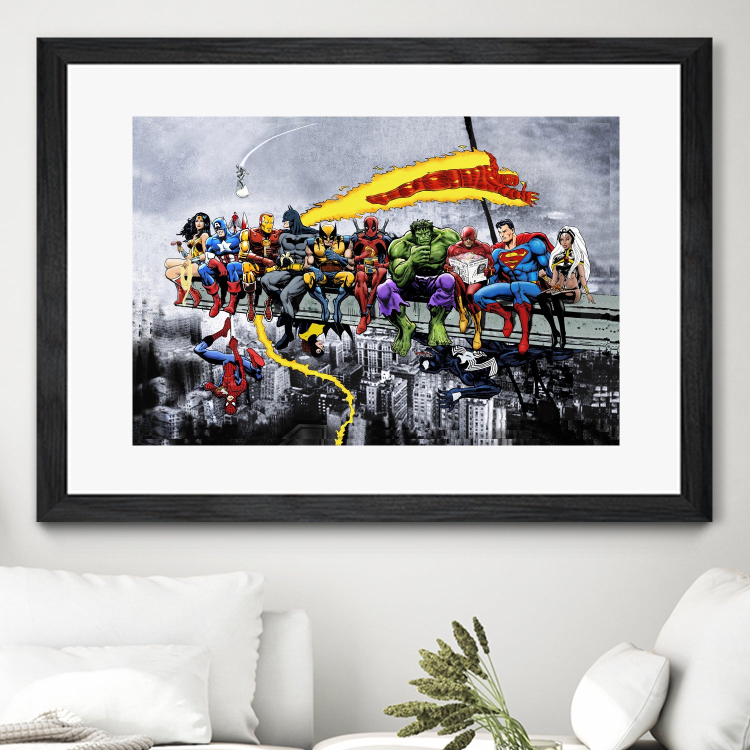 More Marvel & DC Superheroes Lunch Atop A Skyscraper by Dan Avenell on GIANT ART - gray digital painting