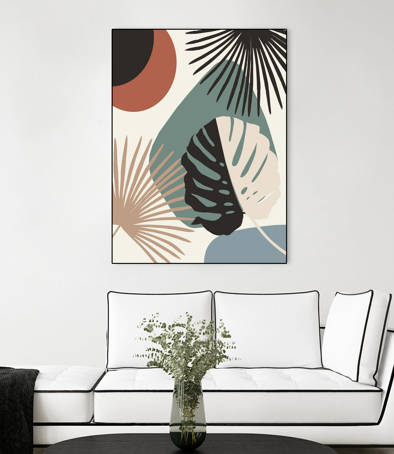 Minimal Yin Yang Monstera Fan Palm Finesse #1 #tropical by Anita & Bella Jantz on GIANT ART - green digital drawing