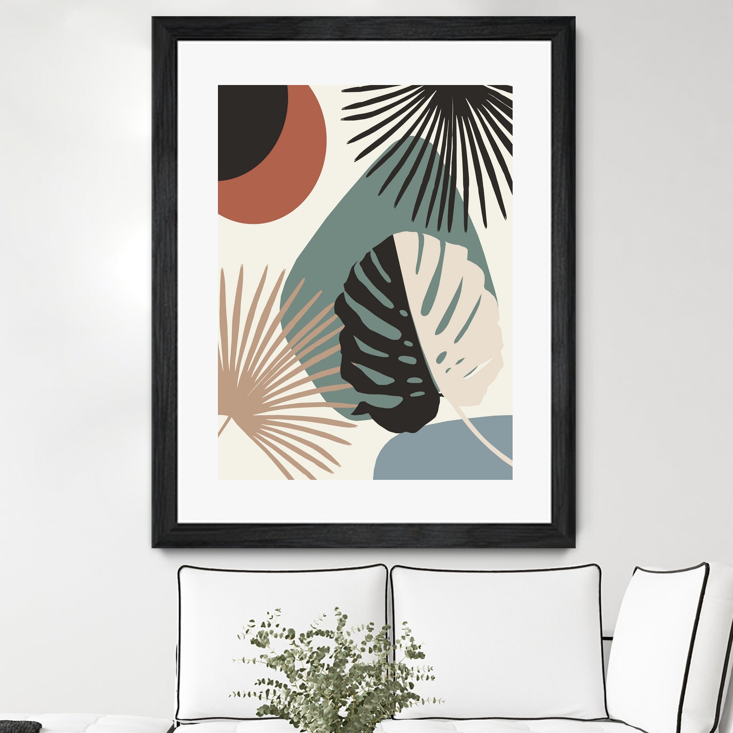 Minimal Yin Yang Monstera Fan Palm Finesse #1 #tropical by Anita & Bella Jantz on GIANT ART - green digital drawing