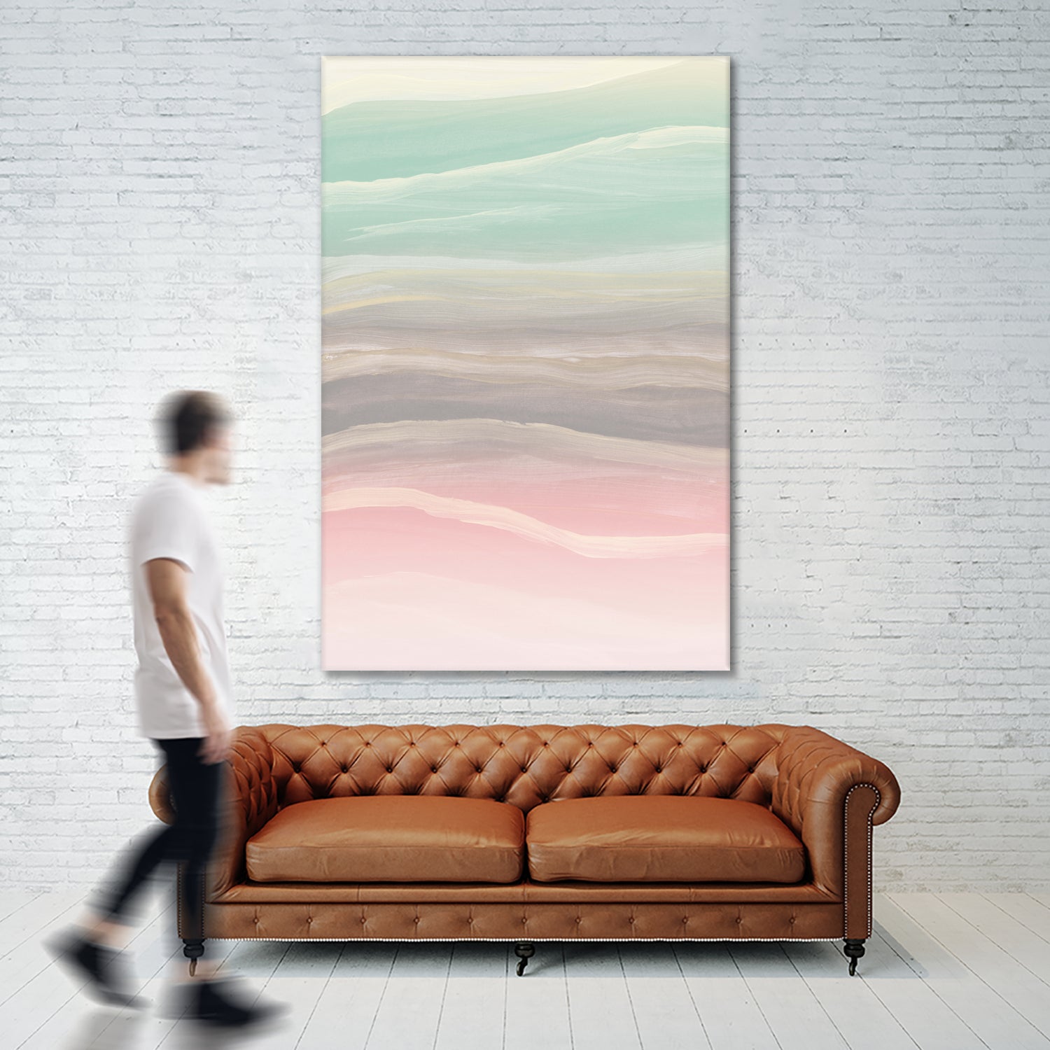 Pastel Watercolor Waves Abstract #1 #painting #decor #art by Anita & Bella Jantz on GIANT ART - pink digital painting