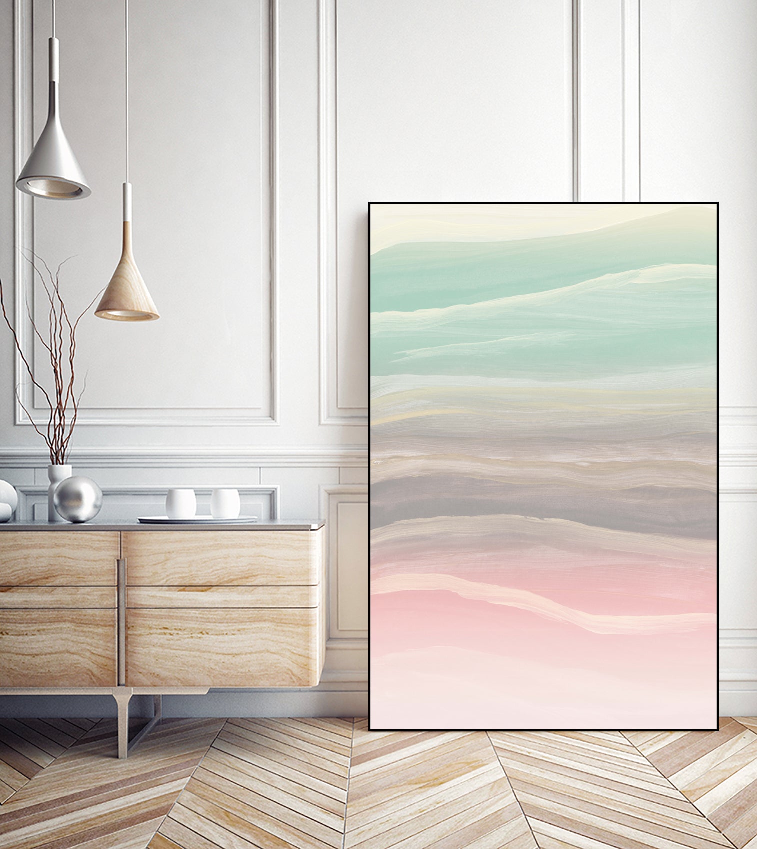 Pastel Watercolor Waves Abstract #1 #painting #decor #art by Anita & Bella Jantz on GIANT ART - pink digital painting