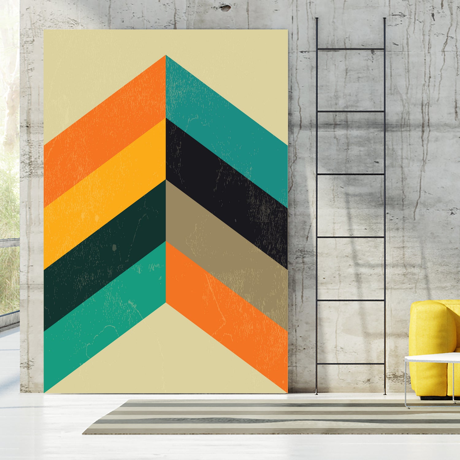 Mid Century Chevron by Studio North on GIANT ART - orange digital drawing