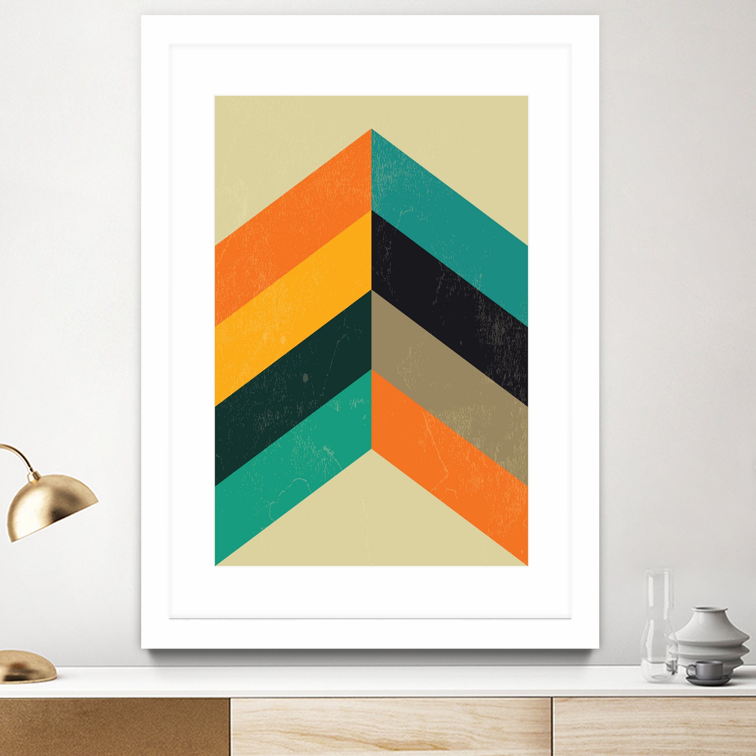 Mid Century Chevron by Studio North on GIANT ART - orange digital drawing