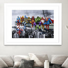 Marvel and DC Superheroes Lunch Atop A Skyscraper by Dan Avenell on GIANT ART - red digital painting