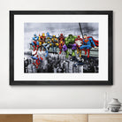 Marvel and DC Superheroes Lunch Atop A Skyscraper by Dan Avenell on GIANT ART - red digital painting