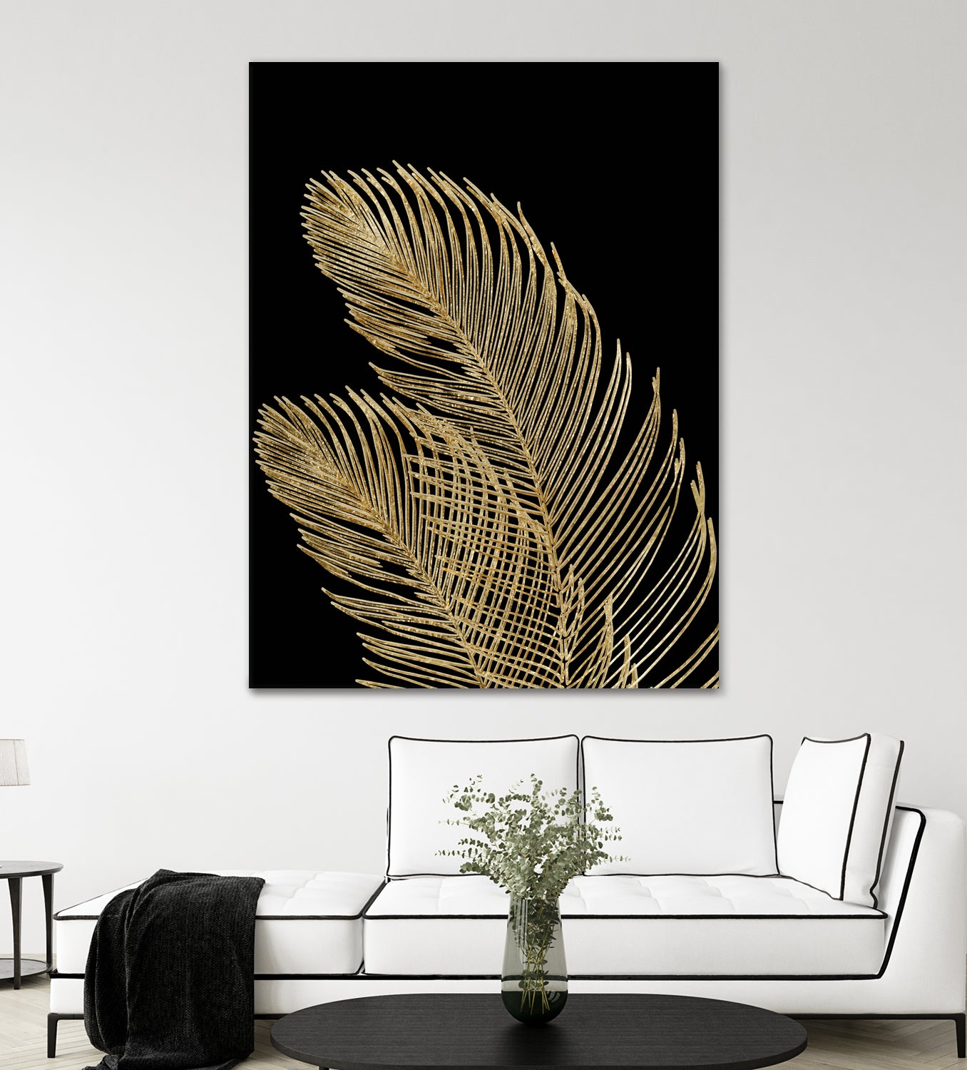 Palm Leaves Finesse Line Art with Gold Foil #1 #minimal by Anita & Bella Jantz on GIANT ART - yellow digital drawing