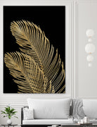 Palm Leaves Finesse Line Art with Gold Foil #1 #minimal by Anita & Bella Jantz on GIANT ART - yellow digital drawing