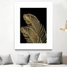 Palm Leaves Finesse Line Art with Gold Foil #1 #minimal by Anita & Bella Jantz on GIANT ART - yellow digital drawing