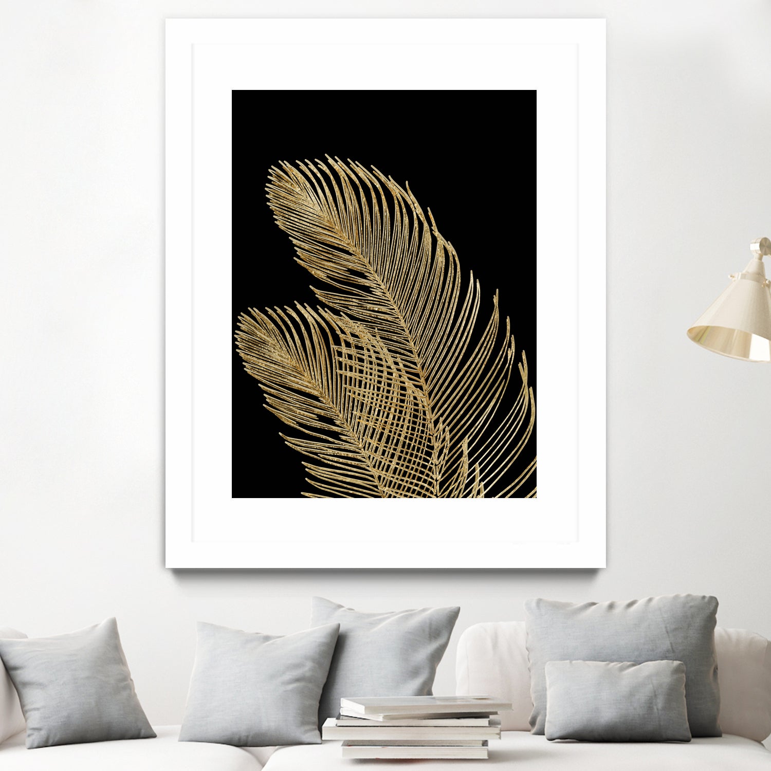 Palm Leaves Finesse Line Art with Gold Foil #1 #minimal by Anita & Bella Jantz on GIANT ART - yellow digital drawing