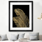 Palm Leaves Finesse Line Art with Gold Foil #1 #minimal by Anita & Bella Jantz on GIANT ART - yellow digital drawing