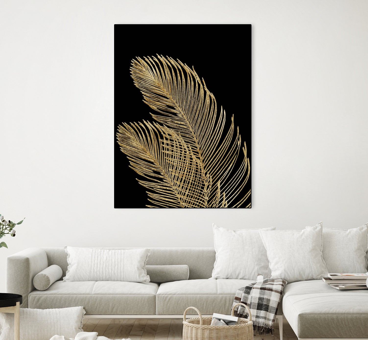 Palm Leaves Finesse Line Art with Gold Foil #1 #minimal by Anita & Bella Jantz on GIANT ART - yellow digital drawing