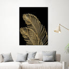 Palm Leaves Finesse Line Art with Gold Foil #1 #minimal by Anita & Bella Jantz on GIANT ART - yellow digital drawing