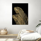 Palm Leaves Finesse Line Art with Gold Foil #1 #minimal by Anita & Bella Jantz on GIANT ART - yellow digital drawing