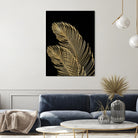 Palm Leaves Finesse Line Art with Gold Foil #1 #minimal by Anita & Bella Jantz on GIANT ART - yellow digital drawing