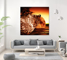 Leopard and Red Moon by Erika Kaisersot on GIANT ART - orange photo illustration